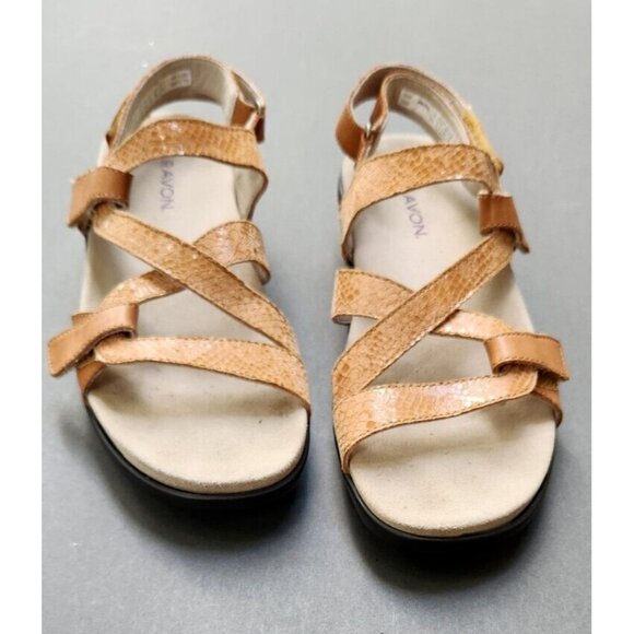 Aravon  Womens Sz9 Power Comfort Tan Leather Sandals Summer Shoes - Picture 7 of 12